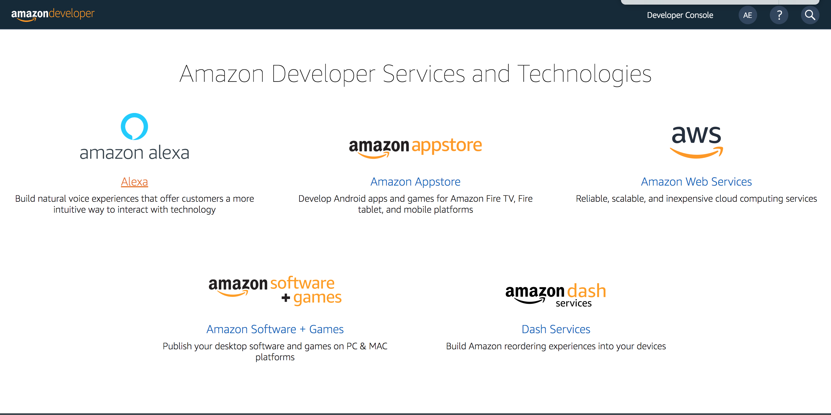 Amazon Alexa on Amazon Developer Dashboard