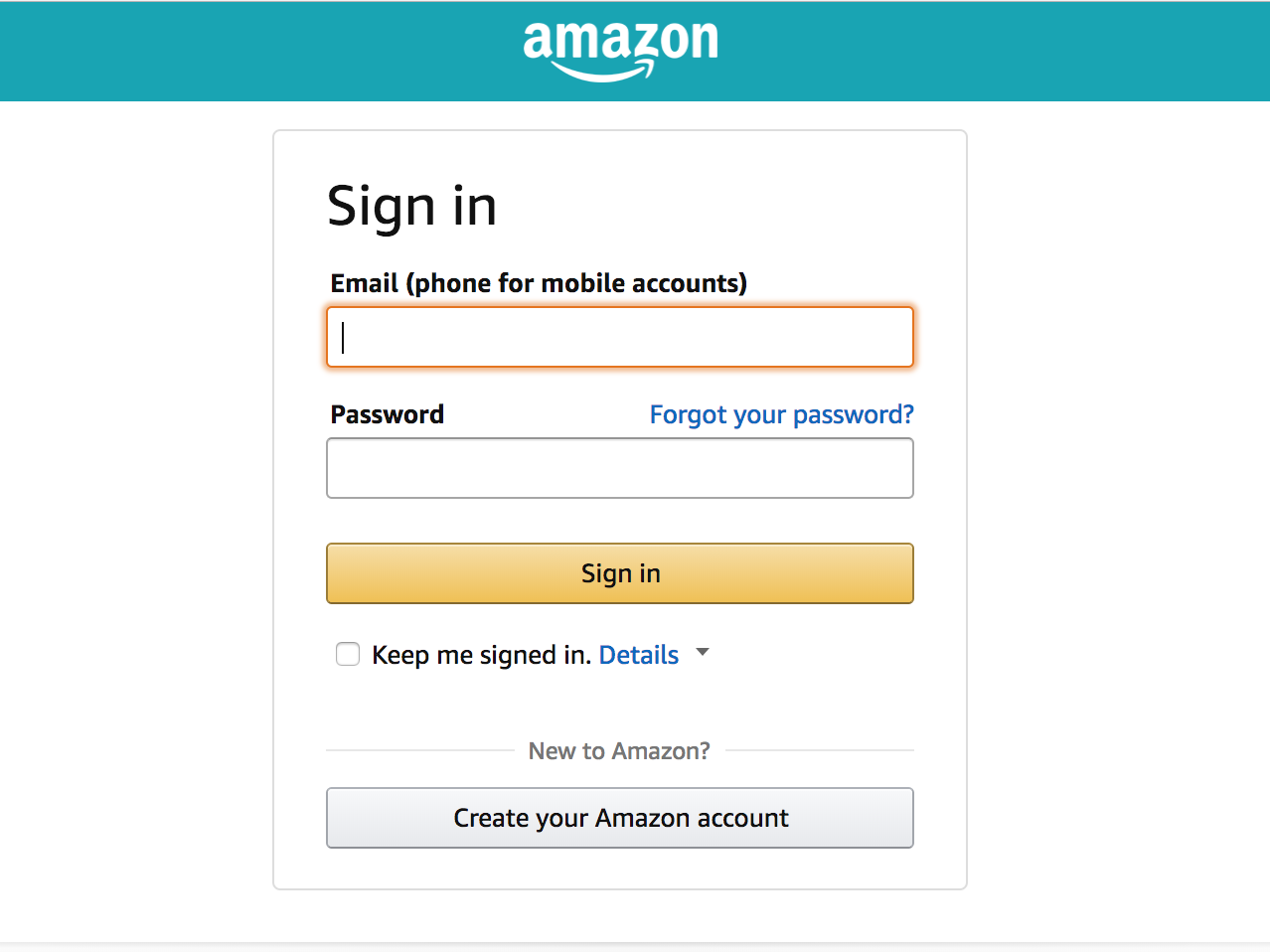 Amazon Developer Account Login Form